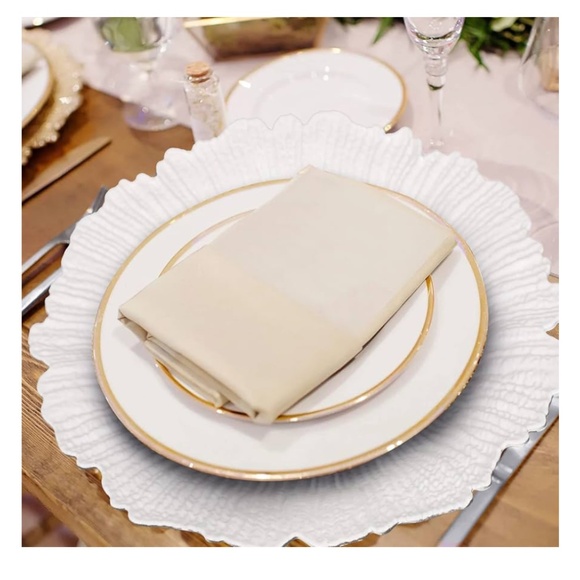 MAONAME White Charger Plates Set of 12 Reef Plate Chargers 12" Diameter - Picture 2 of 8